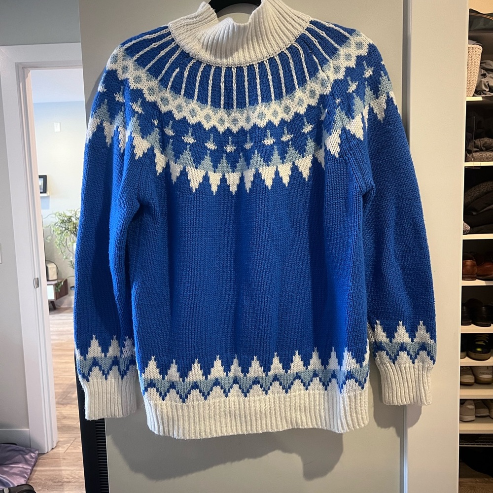 Blue and White Knit Sweater